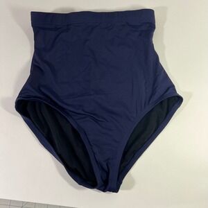 Anne Cole Signature Super High Waist Bathing Suit Bottom Evening‎ Blue S NWT